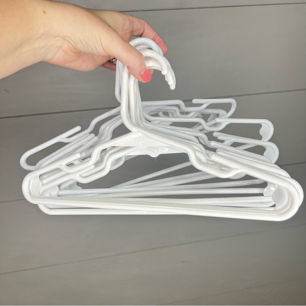 10 White Plastic Hangers - Youth